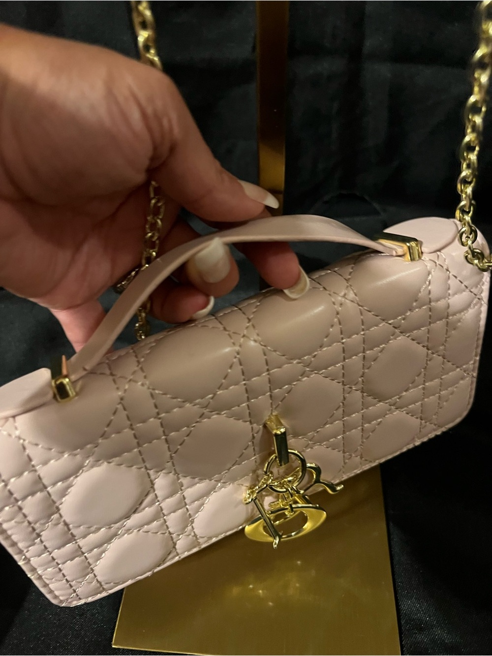 Dior Pale Pink Quilted Leather Crossbody with Gold Hardware - Picture 3 of 12